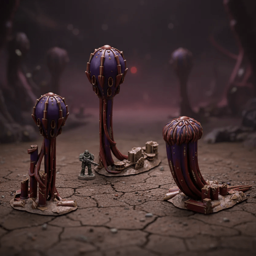 Alien Hive World Spore Terrain Set – 3 XL Spore Pods - Fat Dwarf