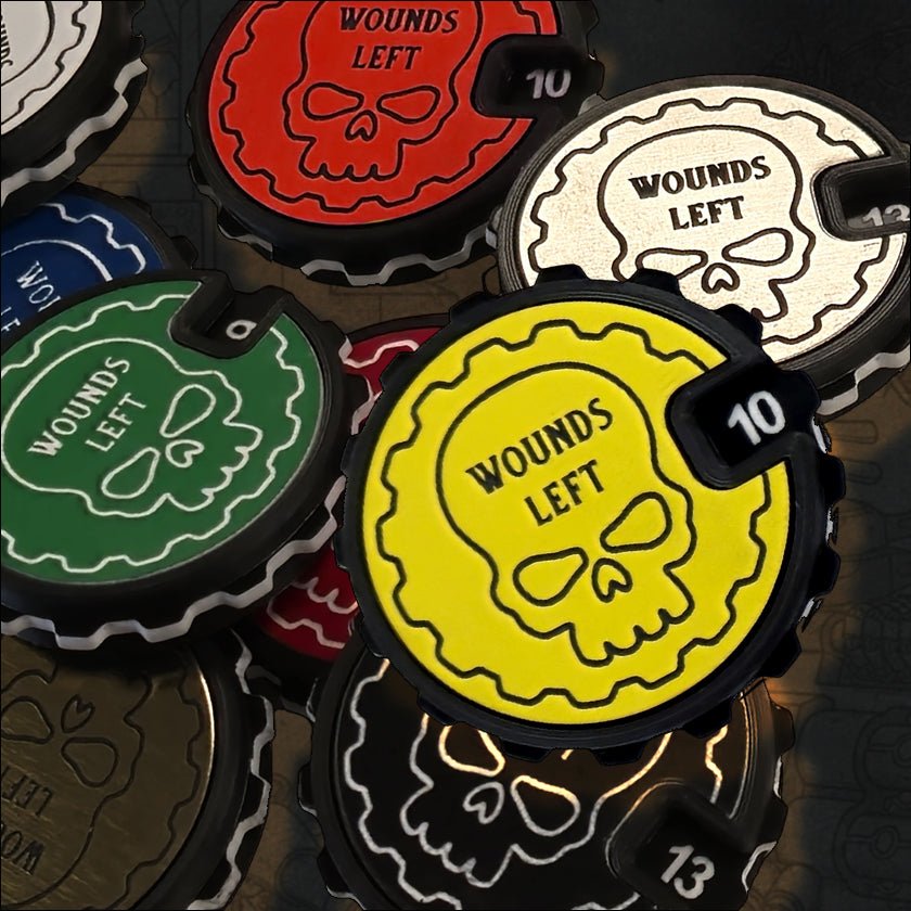1 - 16 Table top Wound Tracker (Choose a Colour) - Fat Dwarf