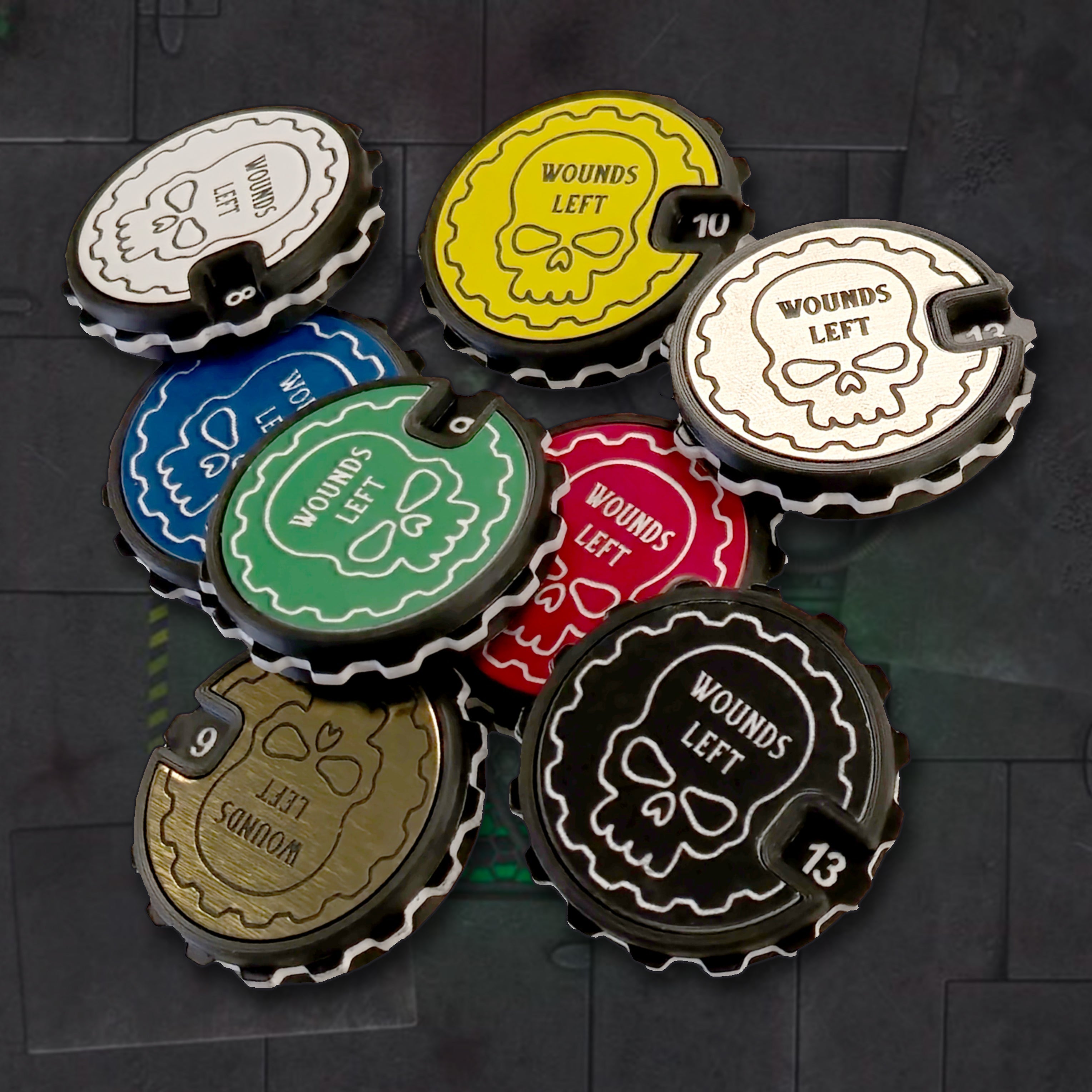 1 - 16 Table top Wound Tracker (Choose a Colour) - Fat Dwarf